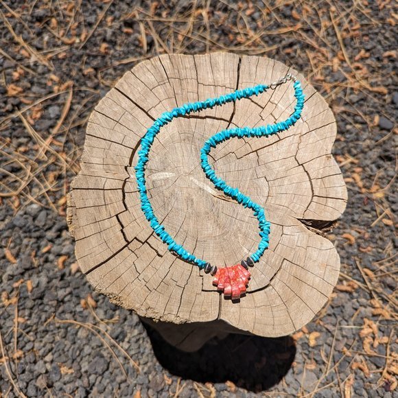 Navajo Necklace Handmade Sleeping Beauty Turquoise & Spiny Oyster NA Jewelry*** - Picture 5 of 10